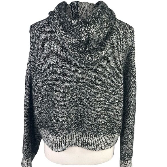 Kaisley Cropped Hooded Sweater Large Dropped Sleeves Black White - Picture 3 of 11